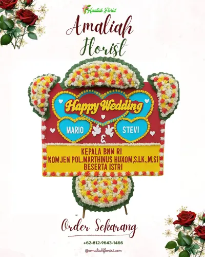 Karangan Papan Bunga Pernikahan di Sukaramai Ii